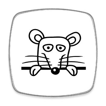 Maus Ratte hinter Mauer Zaun Schild guckt lustig - Viereckiger Kühlschrankmagnet - Weiß - Vorne