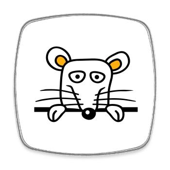 Maus Ratte hinter Mauer Zaun Schild guckt lustig - Viereckiger Kühlschrankmagnet - Weiß - Vorne