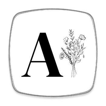 Lette a fleurs minimalistes - Magnet carré - blanc - Devant