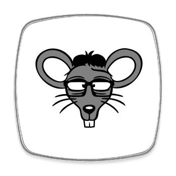 Maus Nerd Geek Hornbrille Schlau Intelligent Freak - Viereckiger Kühlschrankmagnet - Weiß - Vorne
