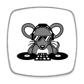 Maus DJ Sonnenbrille Kopfhörer Party Feiern Musik - Viereckiger Kühlschrankmagnet - Weiß - Vorne