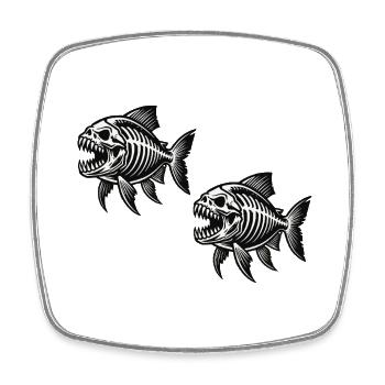 Squelette Piranha 2 - Magnet carré - blanc - Devant