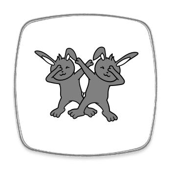 2 Bunnies Dabbing Dab Dance Pose Dancing Party Celebrations - Square fridge magnet - white - Front