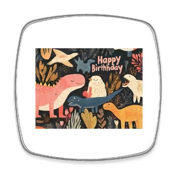Happy Birthday Dino - Square fridge magnet - white - Front