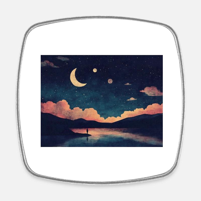 The lake - Square fridge magnet - white