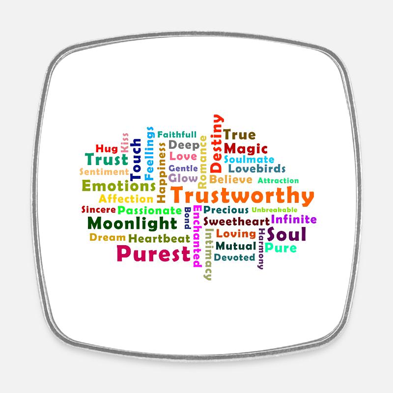 Nuage de mots d amour - Magnet carré - blanc