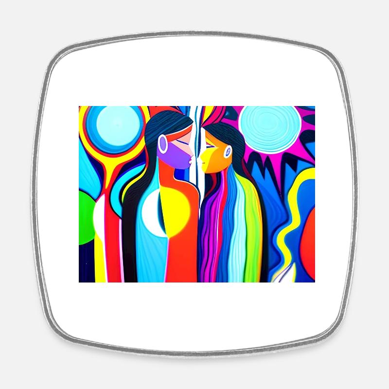 Cultural diversity abstract - Square fridge magnet - white