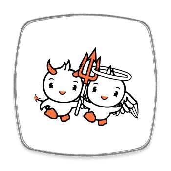 Birds Angel Sky Devil Horns Satan Hell Evil - Square fridge magnet - white - Front