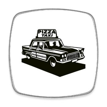 Vintage Pizza Taxi - Lieferservice Design - Viereckiger Kühlschrankmagnet - Weiß - Vorne