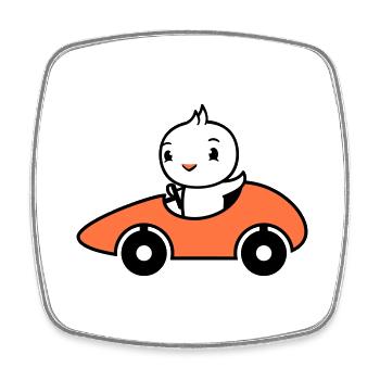 Bird Drives Voiture de course rapide Voiture de sport - Magnet carré - blanc - Devant