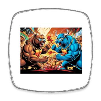 Bears and Bulls Market - Stock Exchange - Square fridge magnet - white - Front