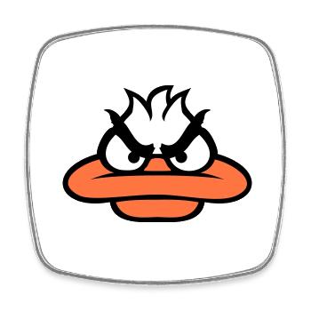Ente guckt lustig böse wütend gemein sauer Blick - Viereckiger Kühlschrankmagnet - Weiß - Vorne