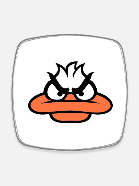 Ente guckt lustig böse wütend gemein sauer Blick - Viereckiger Kühlschrankmagnet - Weiß