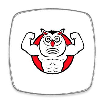 Eule Bodybuilder Muskeln Bizeps Posen Gym Rat Cool - Viereckiger Kühlschrankmagnet - Weiß - Vorne
