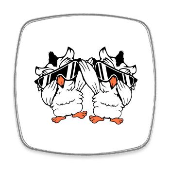 2 hiboux Dabbing Dab Danse Pose Geste Lunettes de soleil - Magnet carré - blanc - Devant