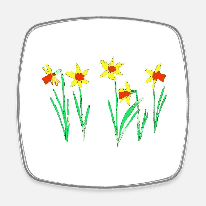 Daffodils - Square fridge magnet - white