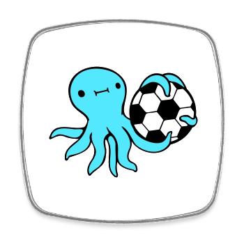 Octopus Playing Soccer Ball Holding Goalkeeper Sports - Square fridge magnet - white - Front
