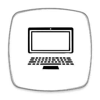 ordinateur portable - Magnet carré - blanc - Devant
