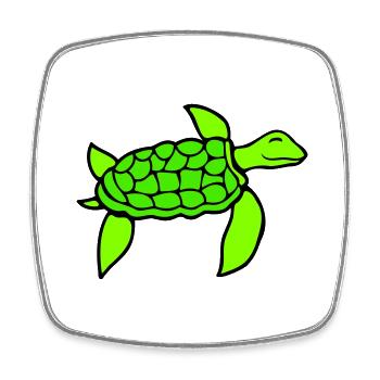 Tortue d’eau mignonne mignonne nageant joyeusement - Magnet carré - blanc - Devant
