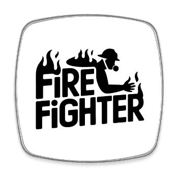 Fire fighter - Cool Hero Logo - Viereckiger Kühlschrankmagnet - Weiß - Vorne