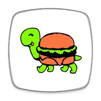 Turtle Hamburger Cheeseburger Fast-Food Fun - Magnet carré - blanc - Devant