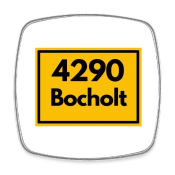 Town sign - then retro old zip code 4290 BOCHOLT - Square fridge magnet - white - Front