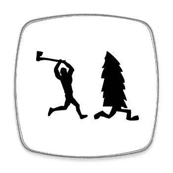 Lumberjack of one fir tree hunts tree Christmas - Square fridge magnet - white - Front
