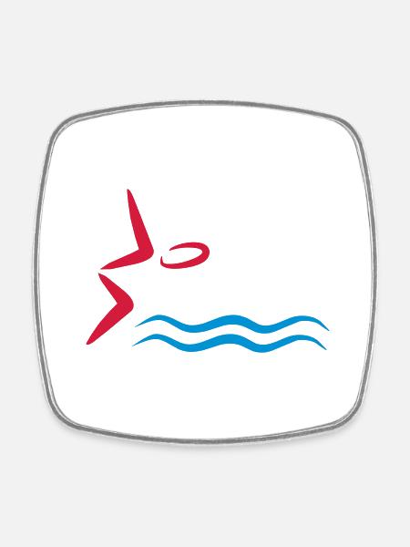 schwimmen - Viereckiger Kühlschrankmagnet - Weiß