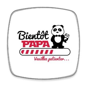 bientôt papa - Futur père - Panda - Magnet carré - blanc - Devant