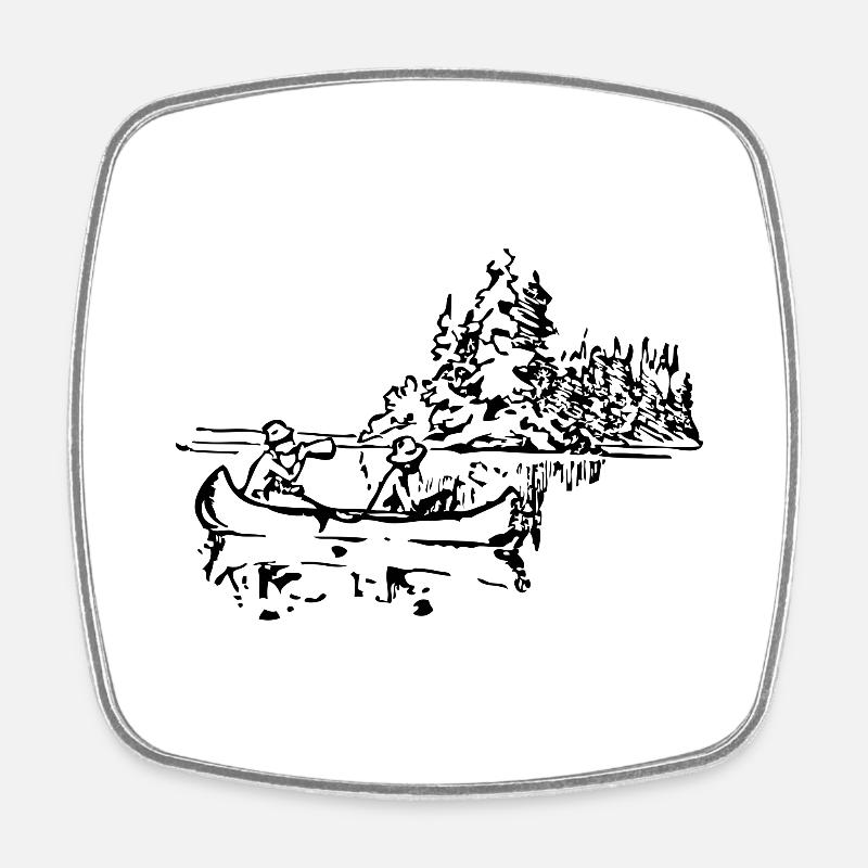canoe kayak canoe barge paddle boat rowboat8 - Square fridge magnet - white