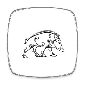 Sanglier celtique - Magnet carré - blanc - Devant