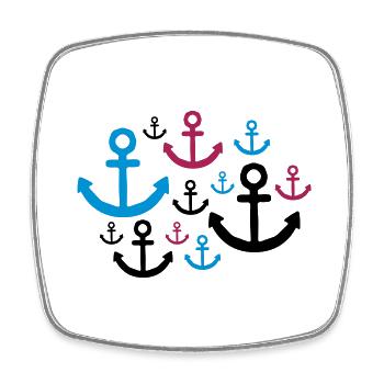 muster anker viele tattoo boot schiff schwimmen me - Viereckiger Kühlschrankmagnet - Weiß - Vorne