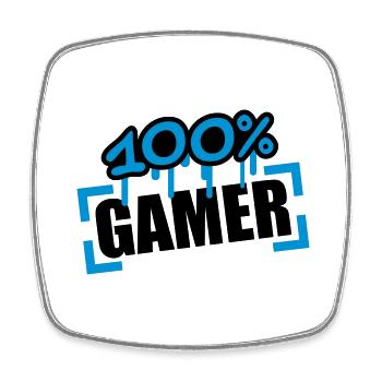 100 Procent Gamer - Viereckiger Kühlschrankmagnet - Weiß - Vorne