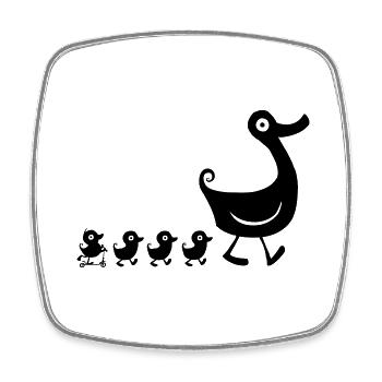 Enten - Viereckiger Kühlschrankmagnet - Weiß - Vorne