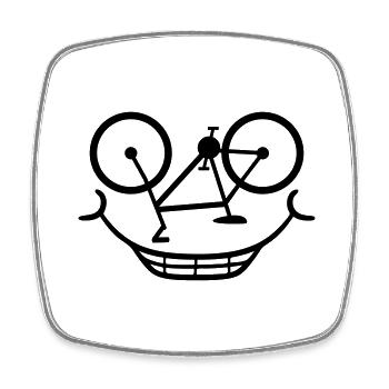 comic fahrrad gesicht cartoon lustig fahren sport - Viereckiger Kühlschrankmagnet - Weiß - Vorne