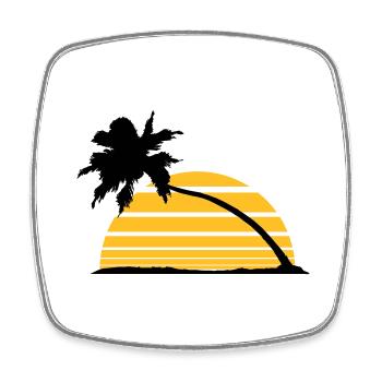 sun stripes lines silhouette palm beach sea - Square fridge magnet - white - Front