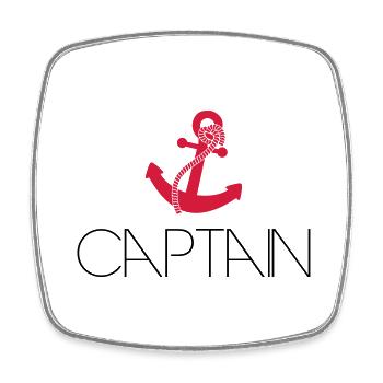 Captain Cool Anchor Logo - Viereckiger Kühlschrankmagnet - Weiß - Vorne