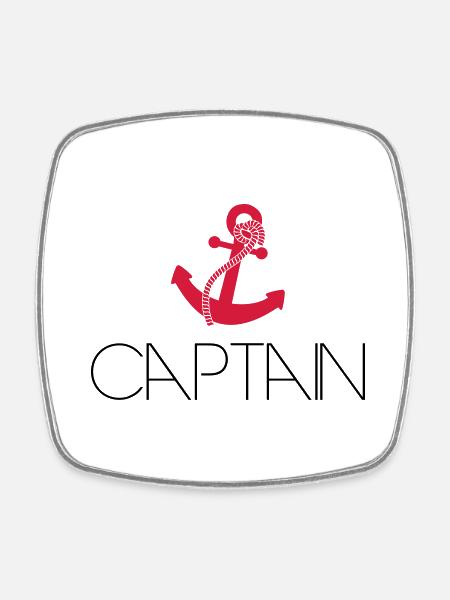 Captain Cool ancre Logo - Magnet carré - blanc