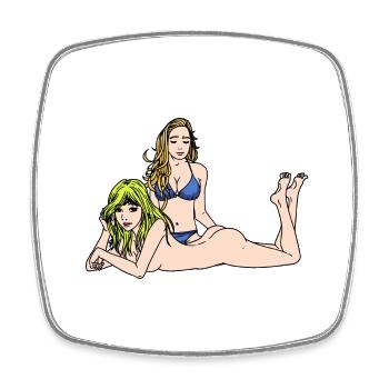 Sexy Girls Erotic Naked Woman Bikini Fantasy - Square fridge magnet - white - Front