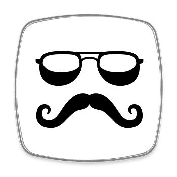 motard jupe dure moustache barbe visage été co - Magnet carré - blanc - Devant