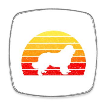 T-shirt Chien Terre-Neuve - Retro Sunrise - Magnet carré - blanc - Devant