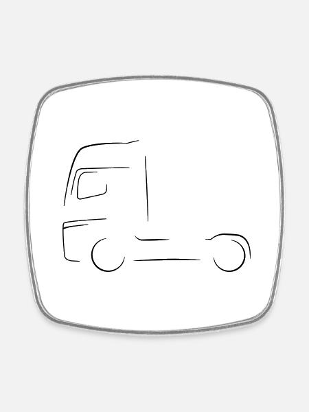 Truck silhouette - Square fridge magnet - white