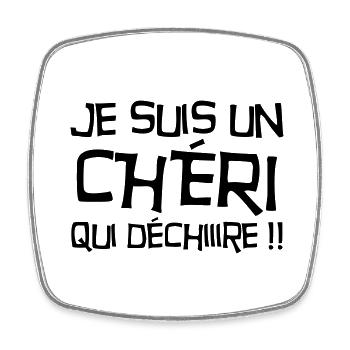 Chéri Love Chérie Amour Femme Mari Valentin - Square fridge magnet - white - Front