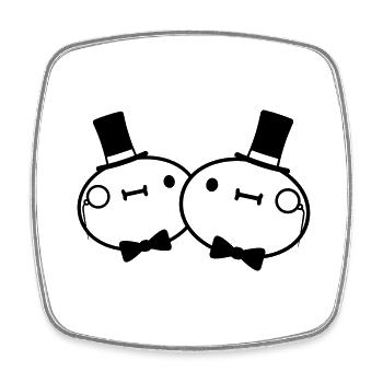 Team 2 friends couple sir - Square fridge magnet - white - Front