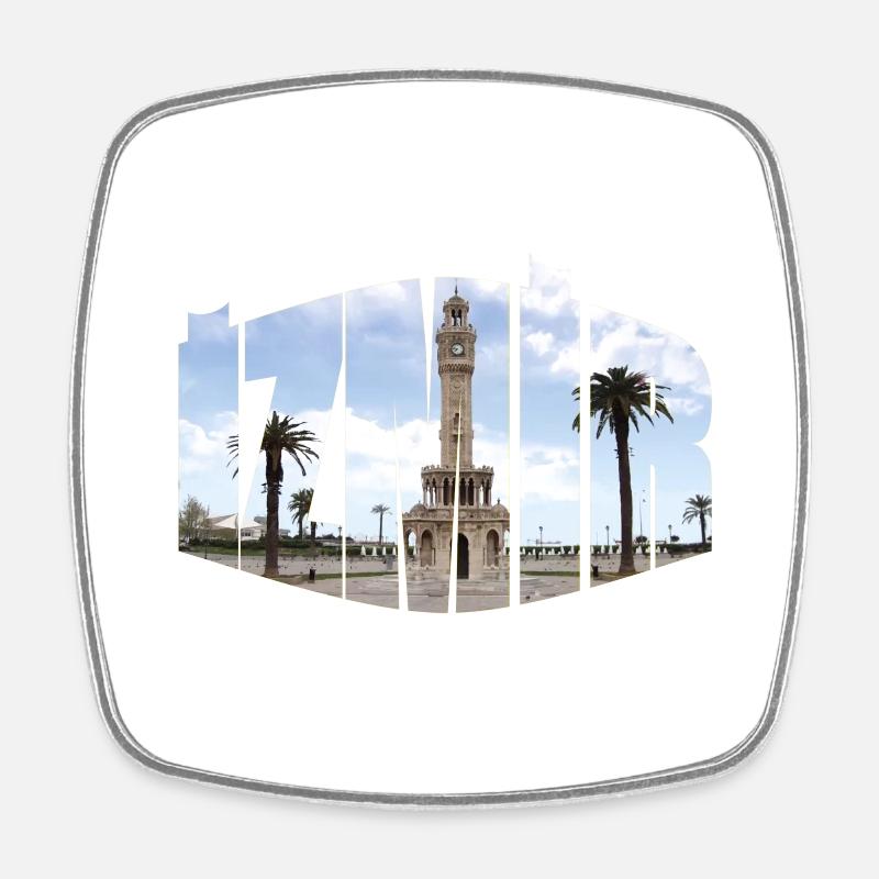 Izmir clock tower - Square fridge magnet - white