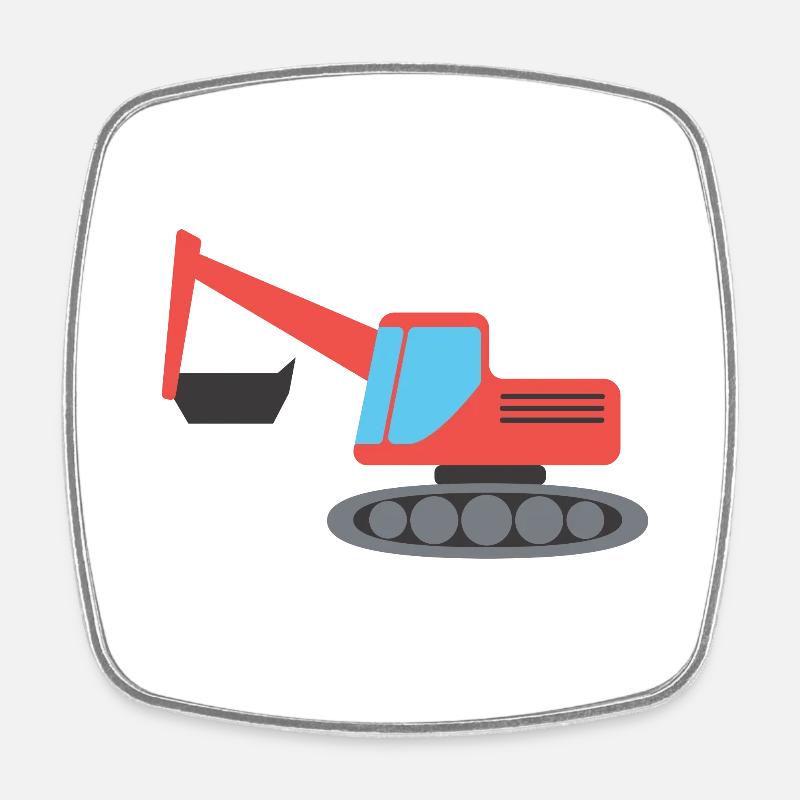 Excavator - Square fridge magnet - white