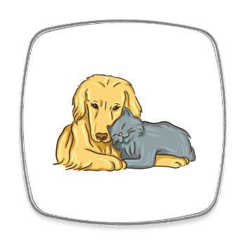 cat and dog - Square fridge magnet - white - Front
