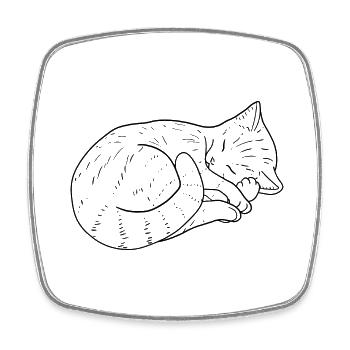 Cat drawing - Square fridge magnet - white - Front