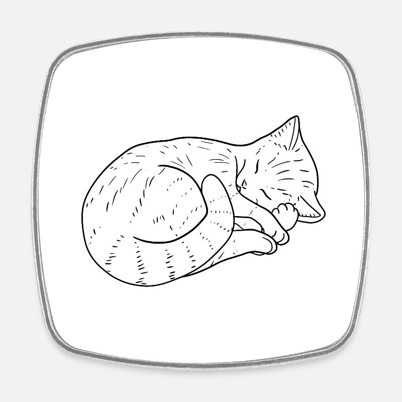 Dessin de chat - Magnet carré - blanc