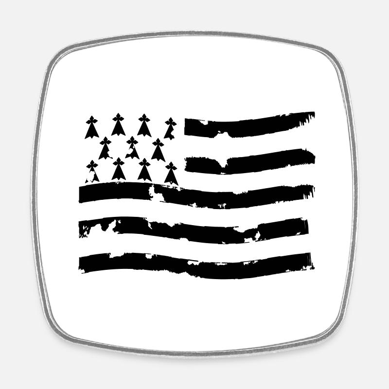 drapeau breton - Magnet carré - blanc